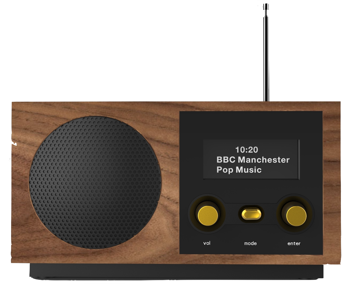 R2 DAB Radio Walnut Front